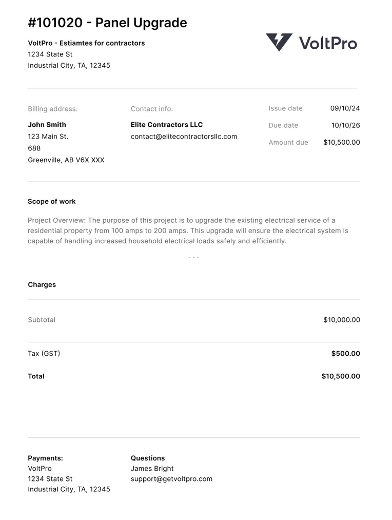 Professional estimate PDF proposal example